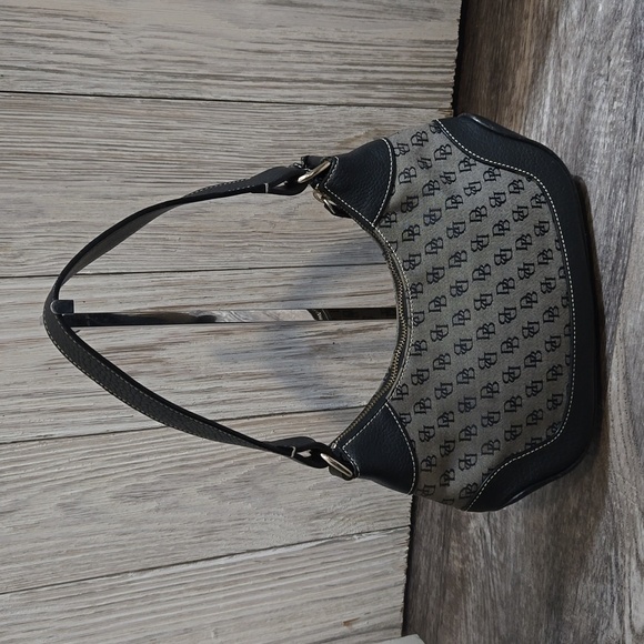 Vintage Dooney & Bourke Monogram Logo Hobo Shoulder Hand Bag Black Grey - Picture 4 of 13